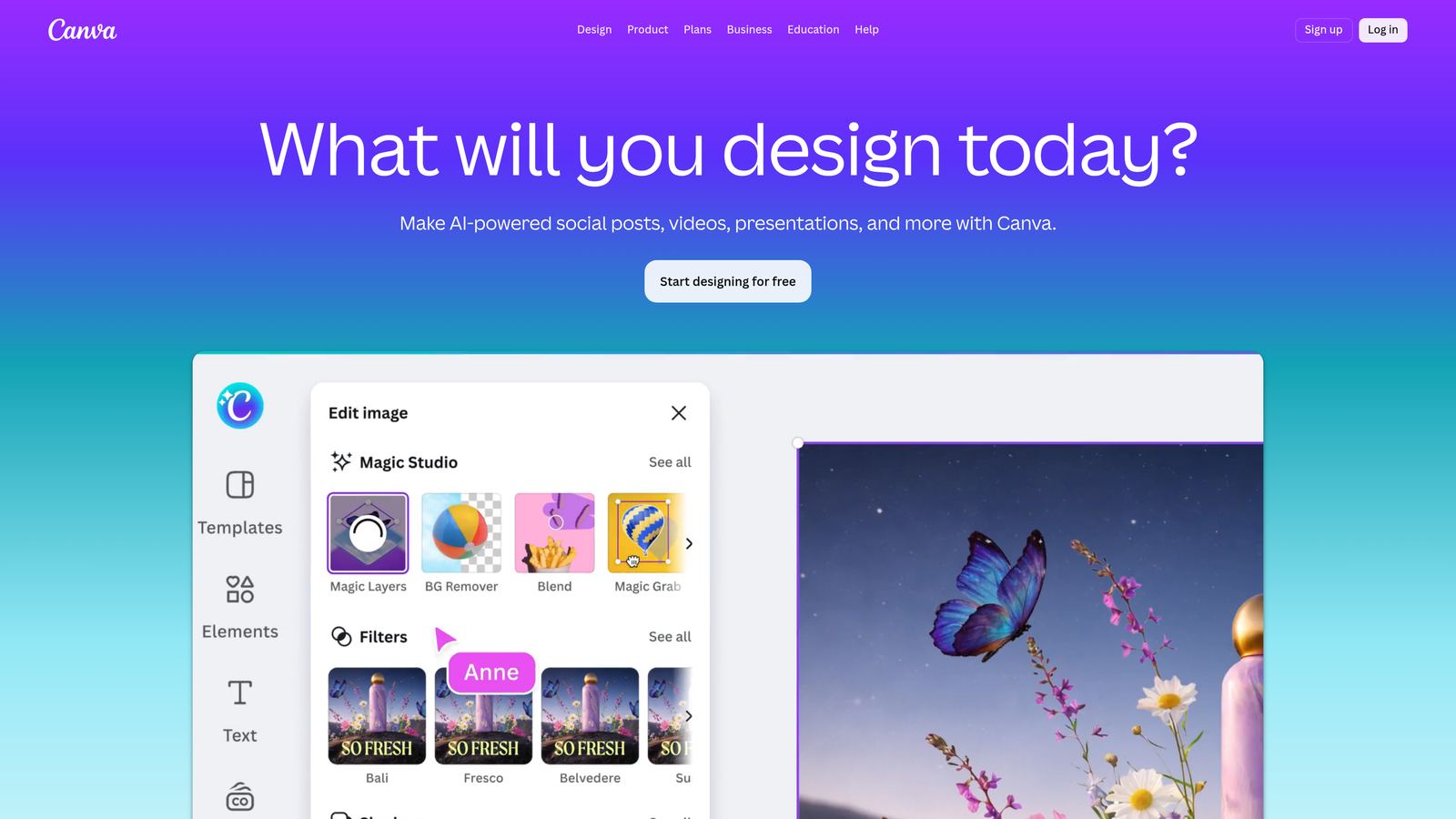 Screenshot of Canva Magic Studio website