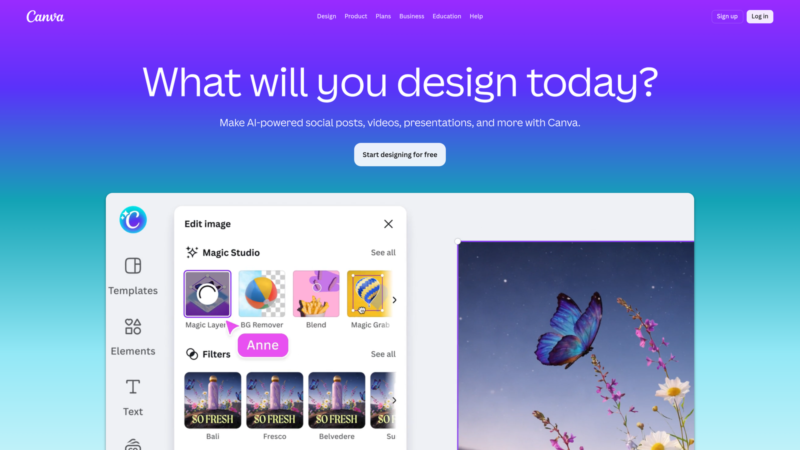Screenshot of Canva Magic Studio website