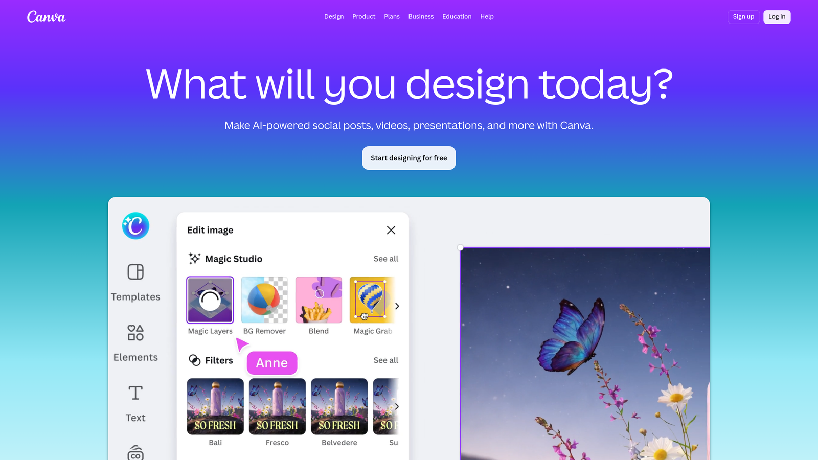Screenshot of Canva Magic Studio website