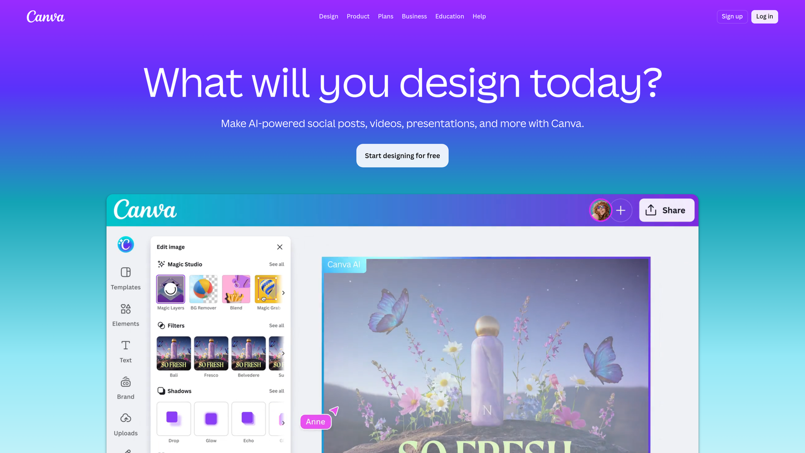 Screenshot of Canva Pro website