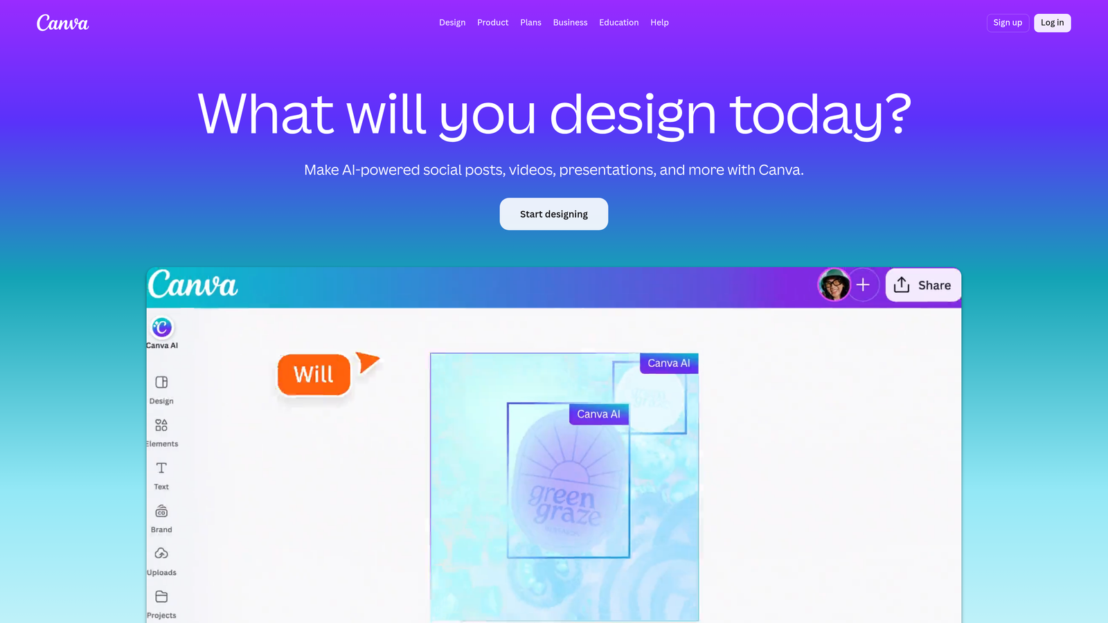 Screenshot of Canva Pro website