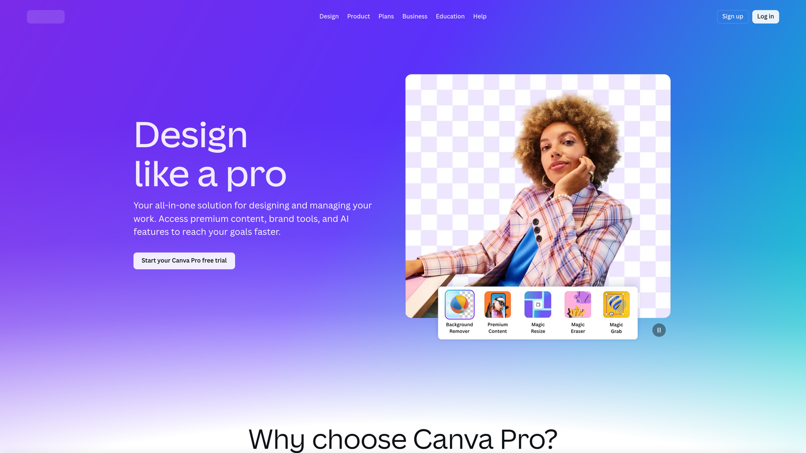 Screenshot of Canva Pro website