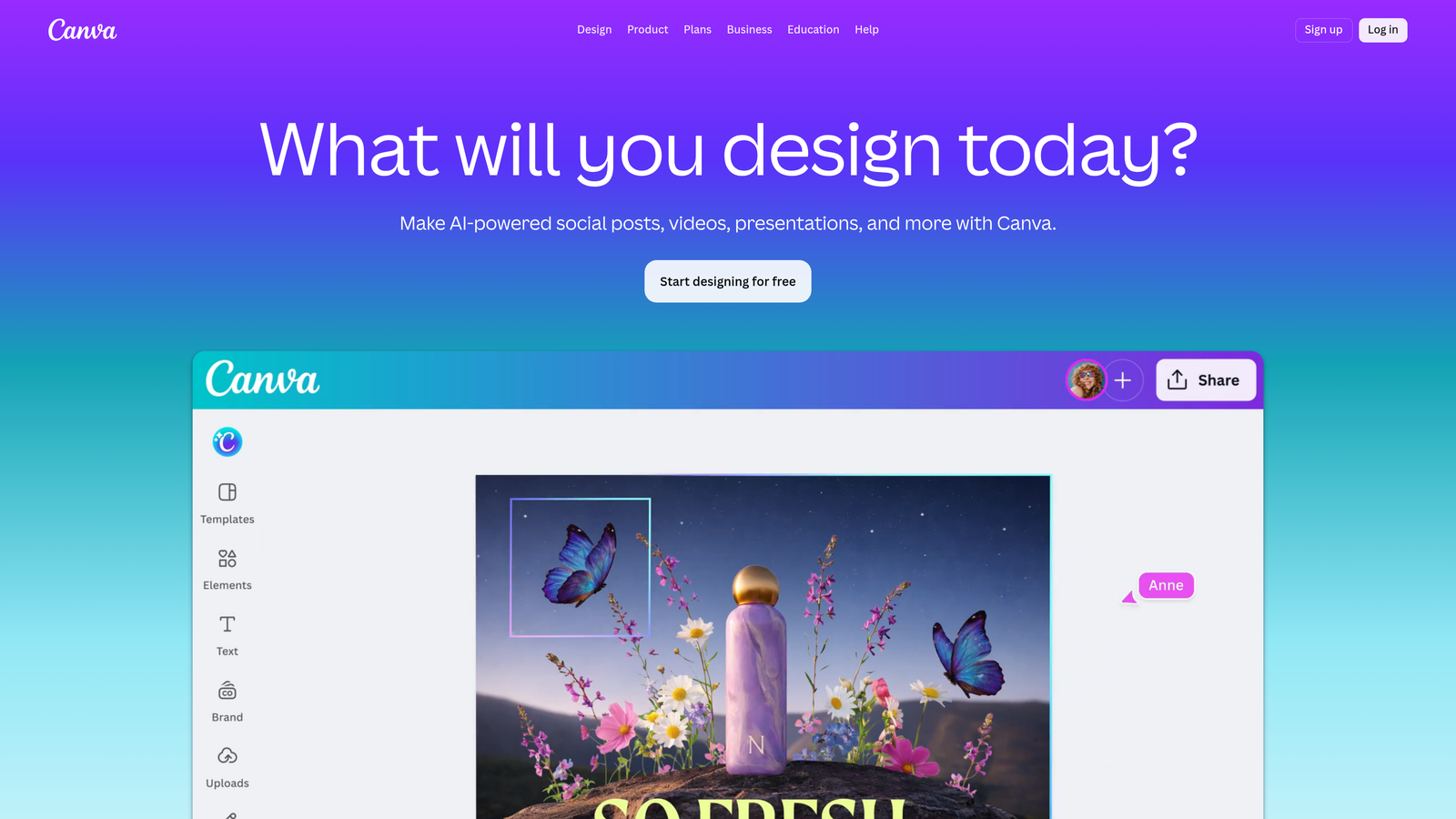 Screenshot of Canva website