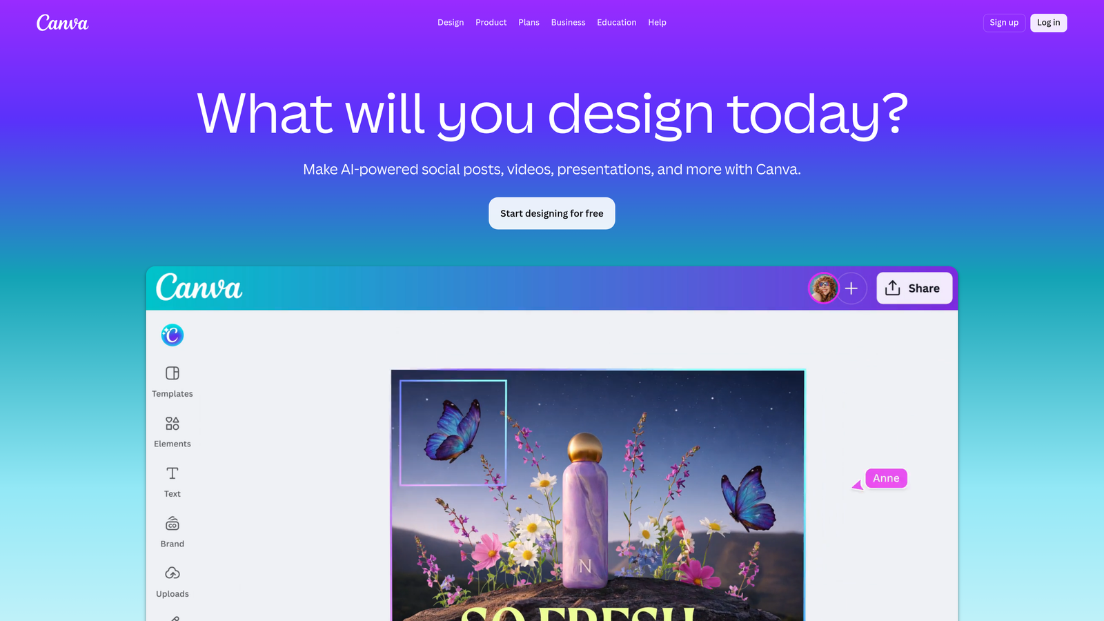 Screenshot of Canva website