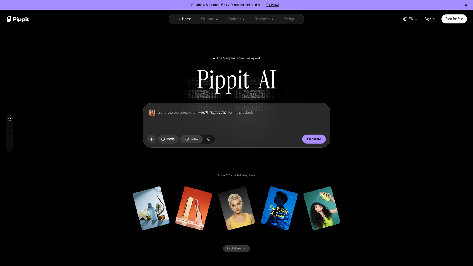 Screenshot of CapCut Commerce Pro website