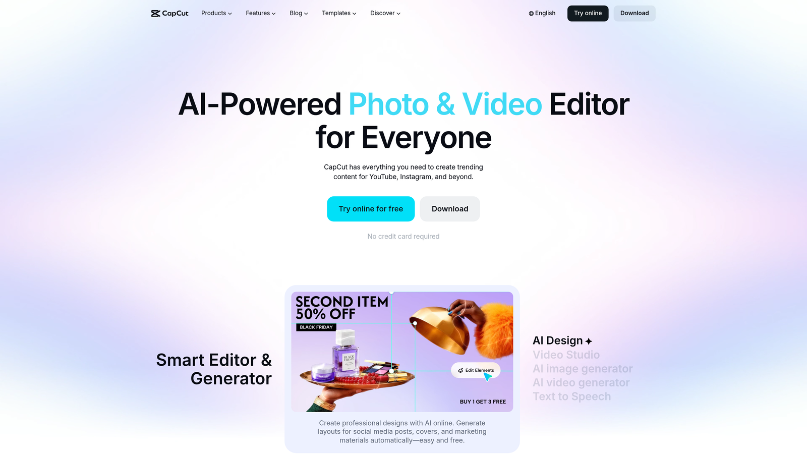 Screenshot of CapCut for Business website