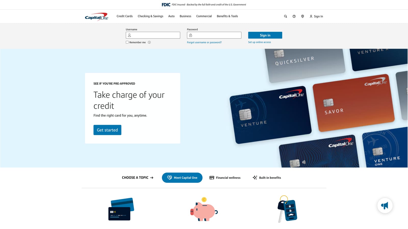Screenshot of Capital One 360 Checking and Performance Savings website