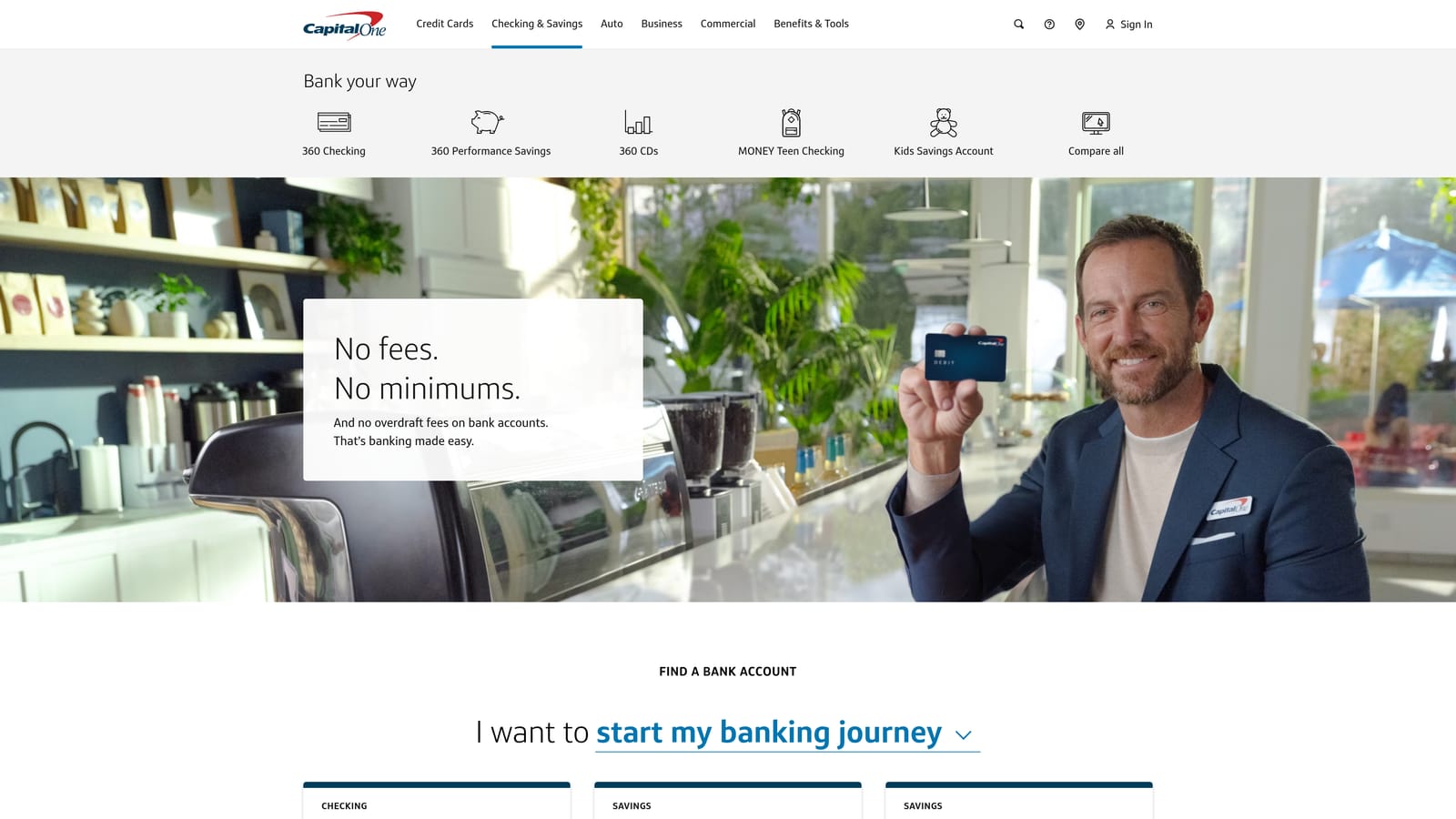 Screenshot of Capital One 360 website