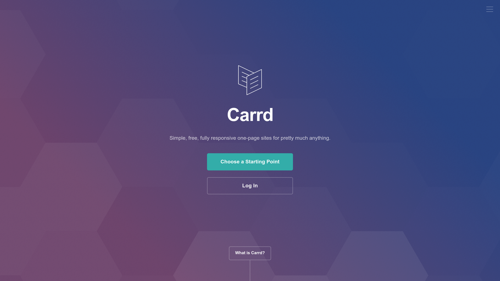 Screenshot of Carrd website