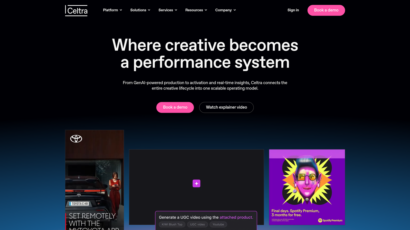 Screenshot of Celtra website