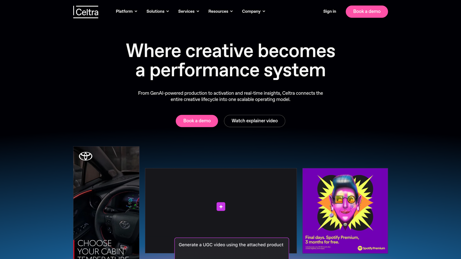 Screenshot of Celtra website