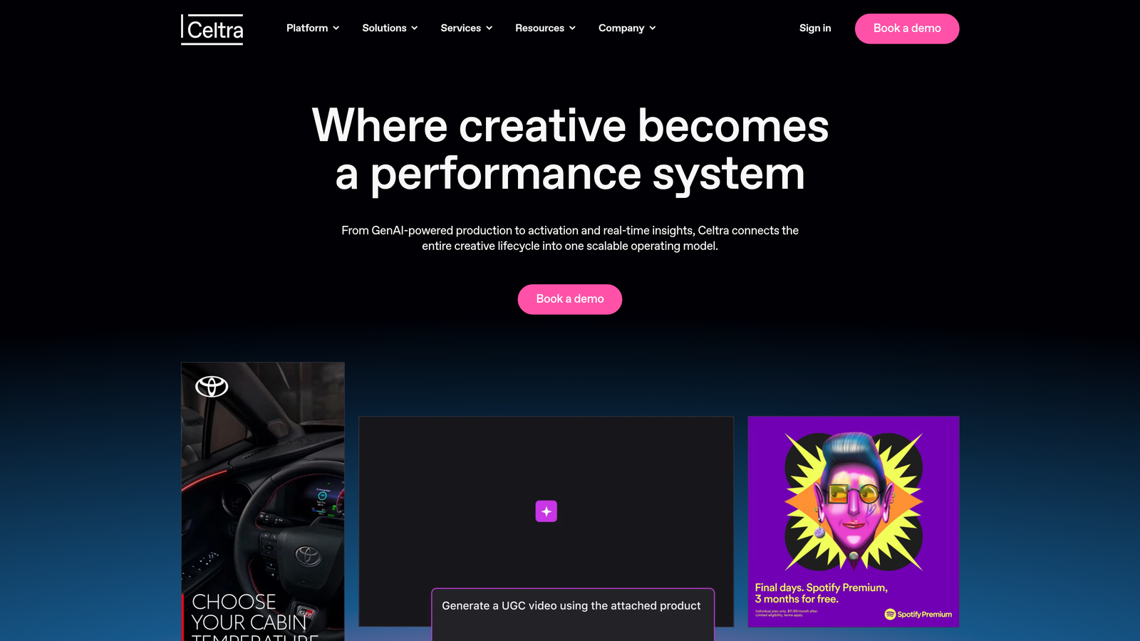 Screenshot of Celtra website