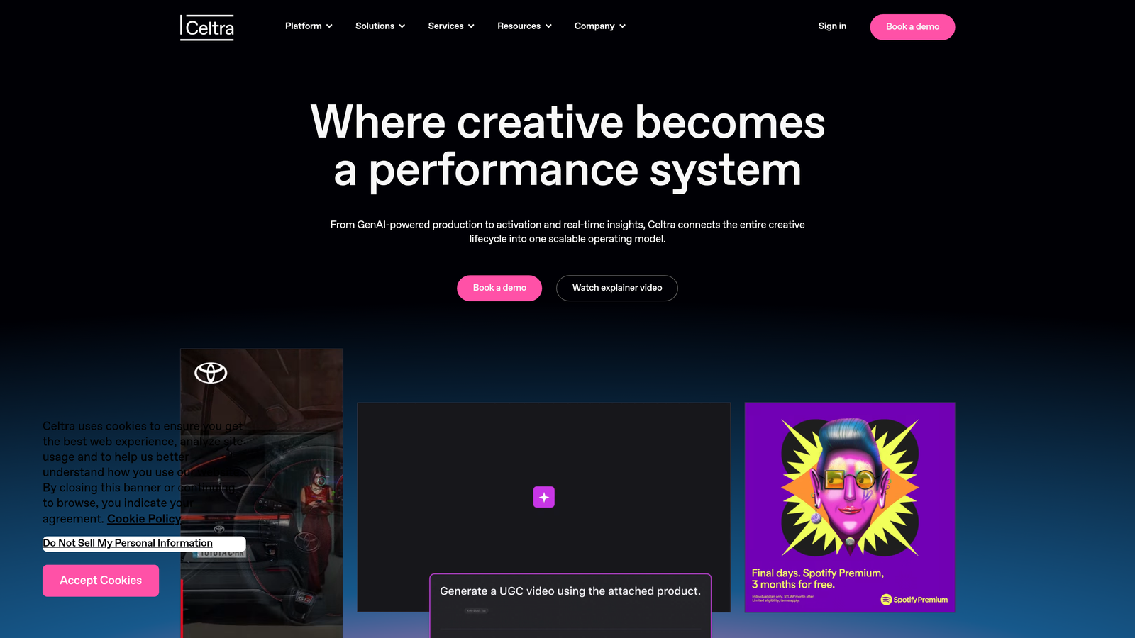 Screenshot of Celtra website