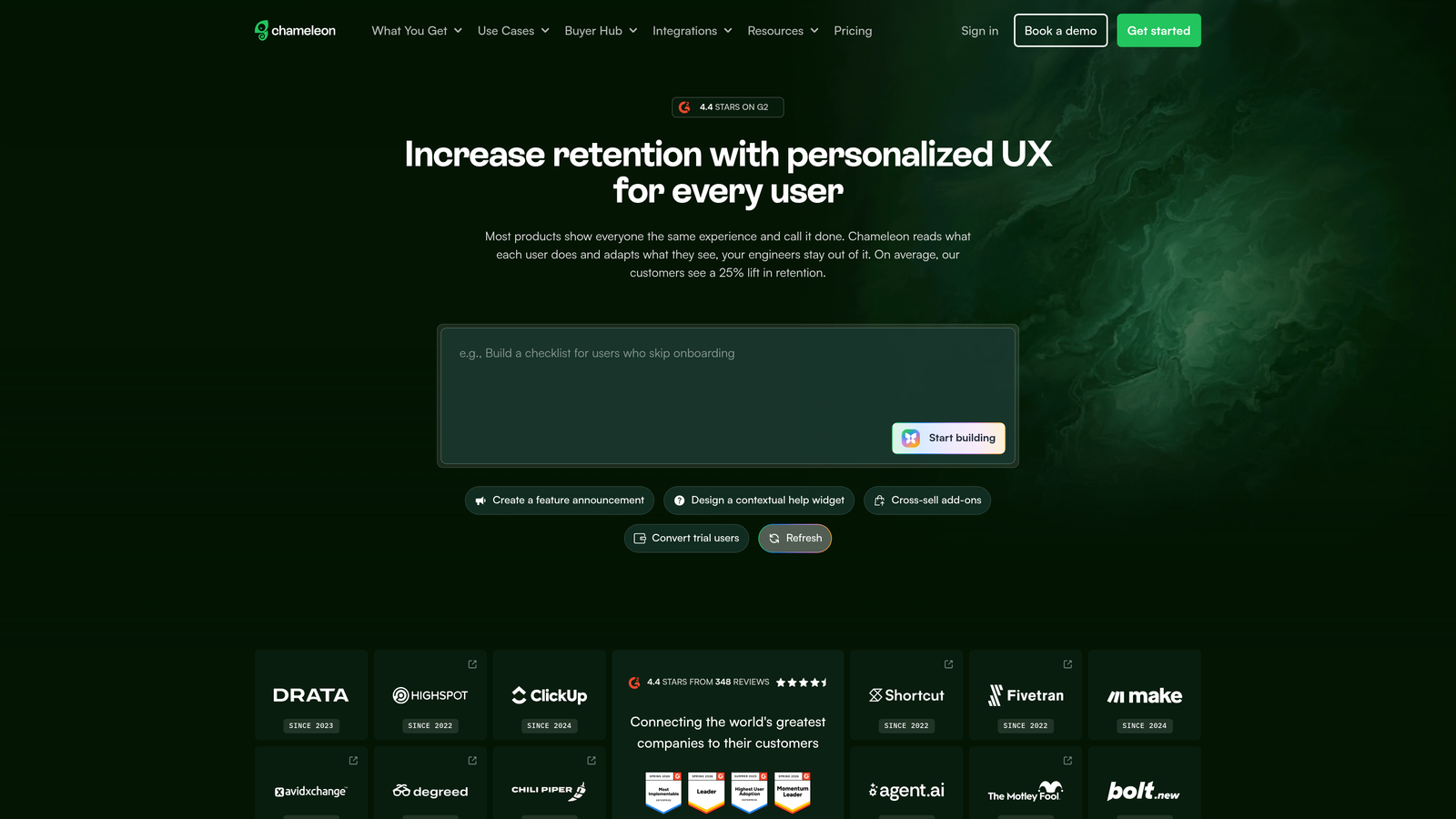 Screenshot of Chameleon website