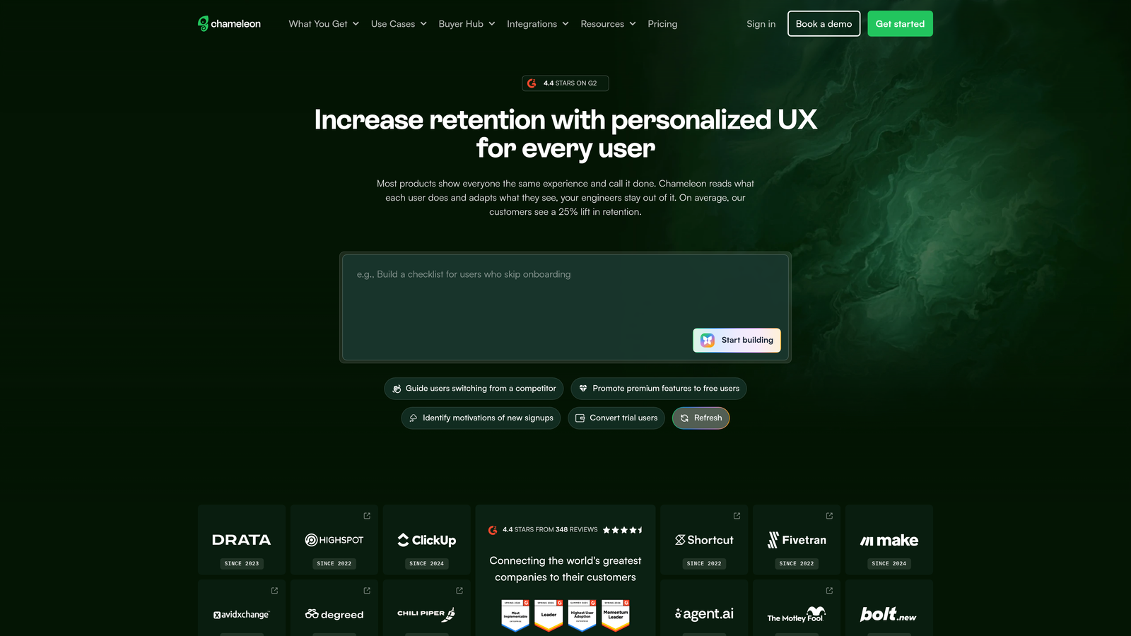 Screenshot of Chameleon website