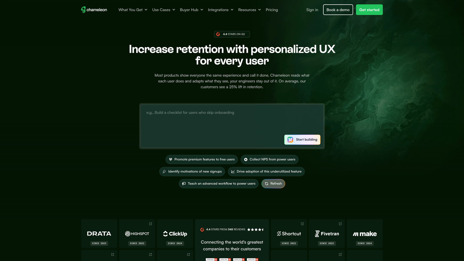Screenshot of Chameleon website