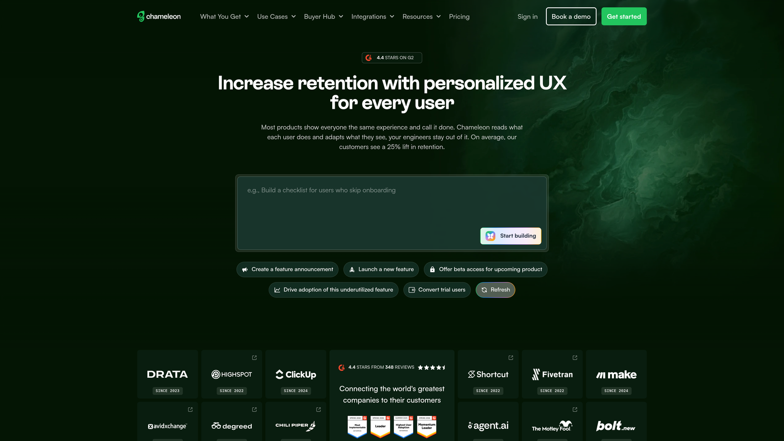 Screenshot of Chameleon website