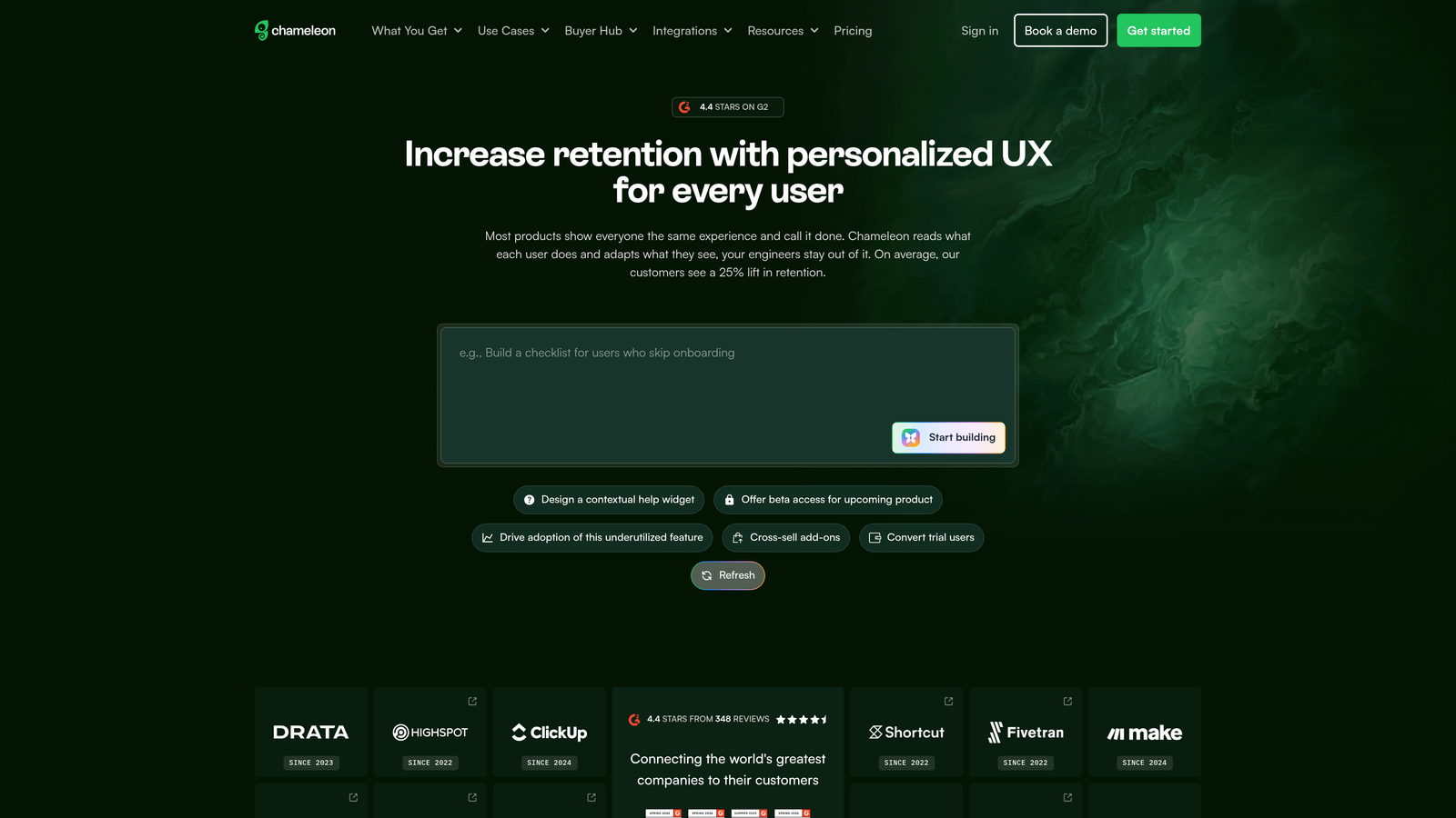 Screenshot of Chameleon website