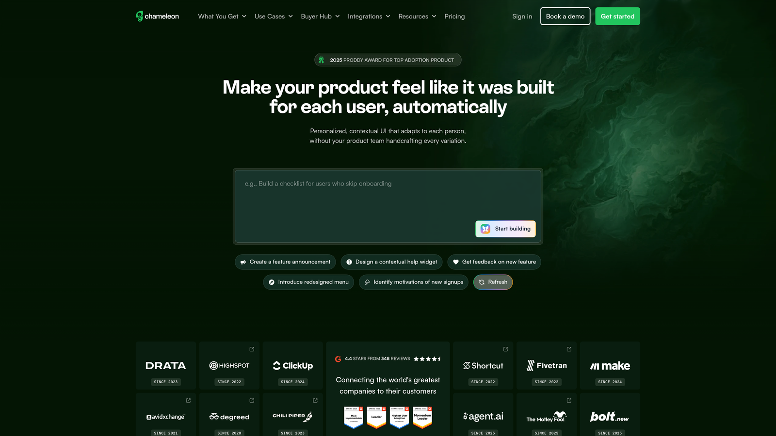 Screenshot of Chameleon website