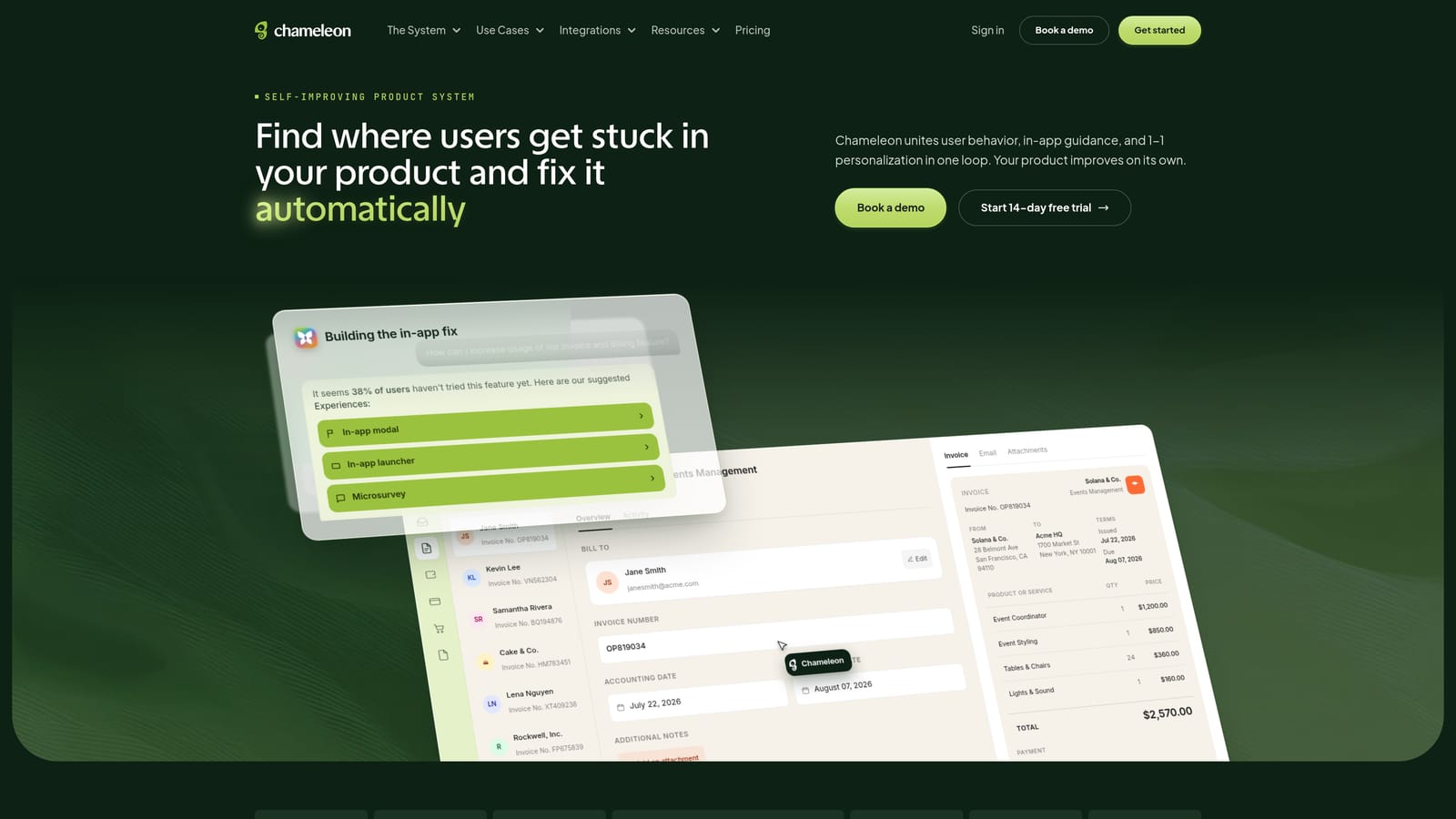 Screenshot of Chameleon website