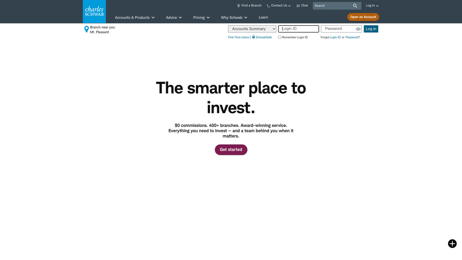 Screenshot of Charles Schwab Bank Investor Checking website