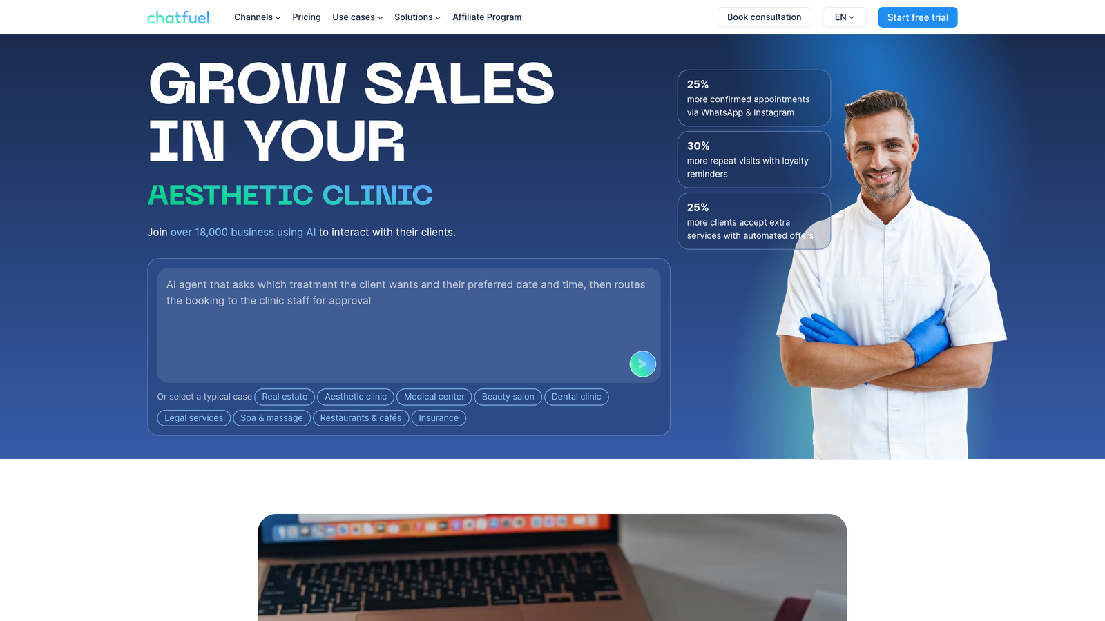 Screenshot of Chatfuel website