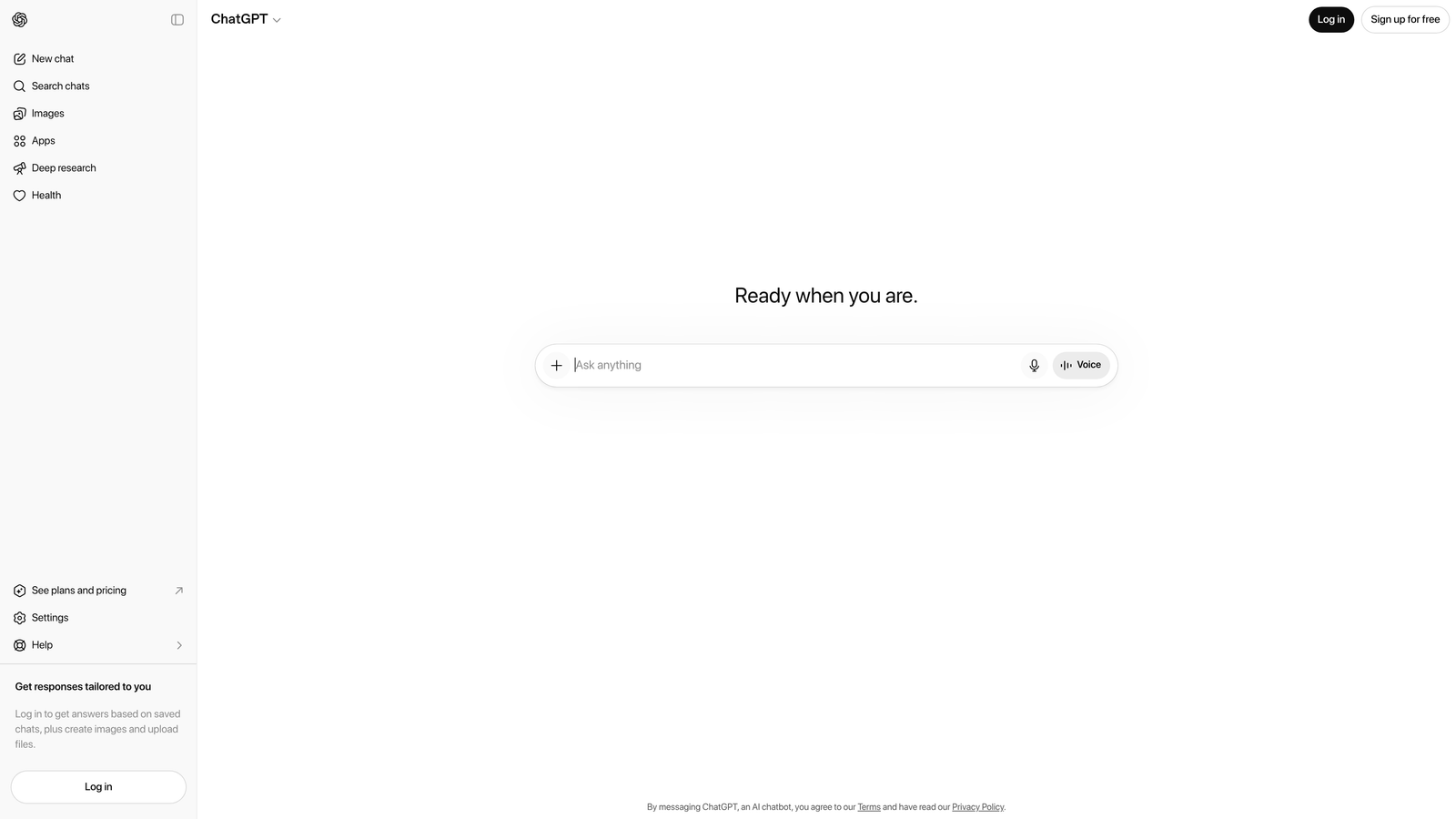 Screenshot of ChatGPT Plus website