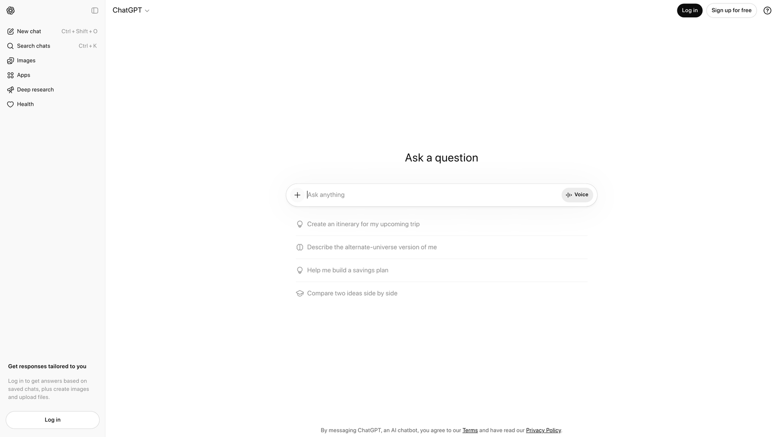 Screenshot of ChatGPT website