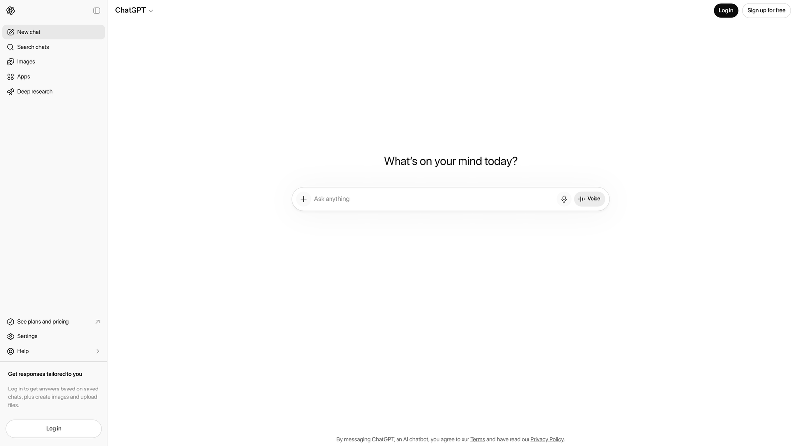 Screenshot of ChatGPT website