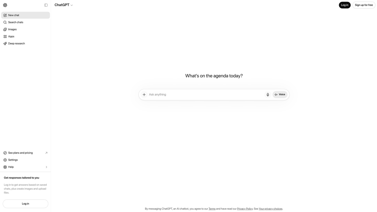 Screenshot of ChatGPT website