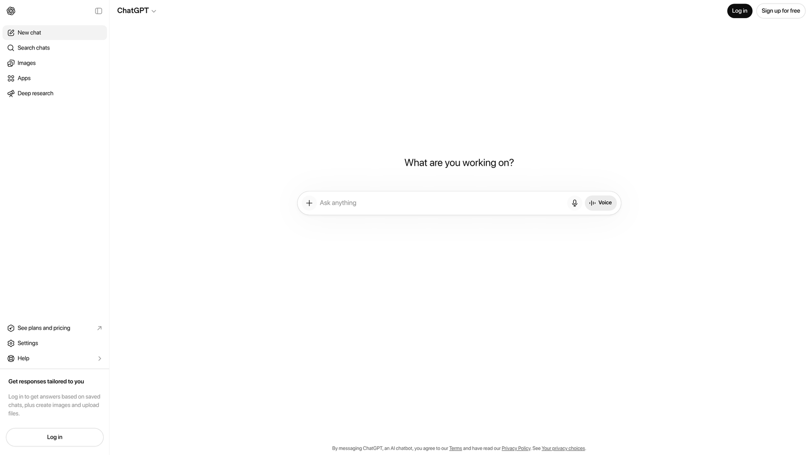 Screenshot of ChatGPT website