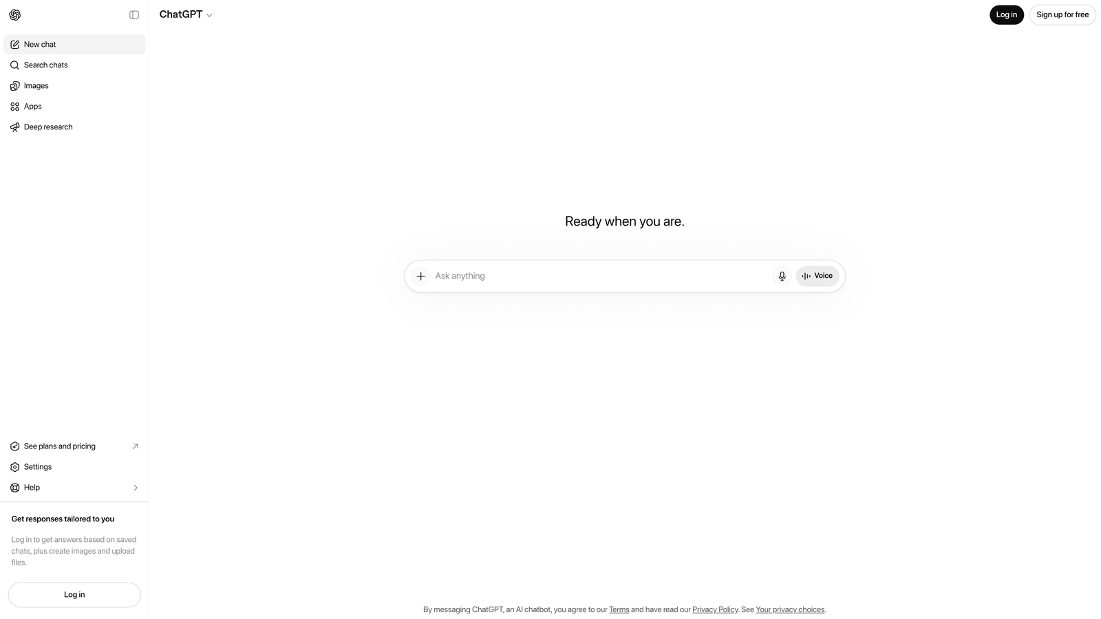 Screenshot of ChatGPT Search website