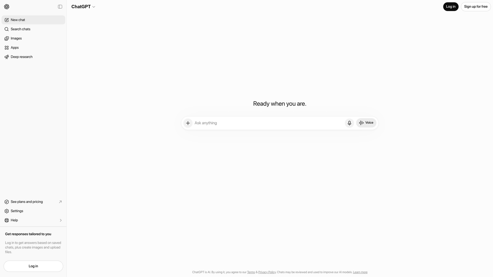 Screenshot of ChatGPT Search website