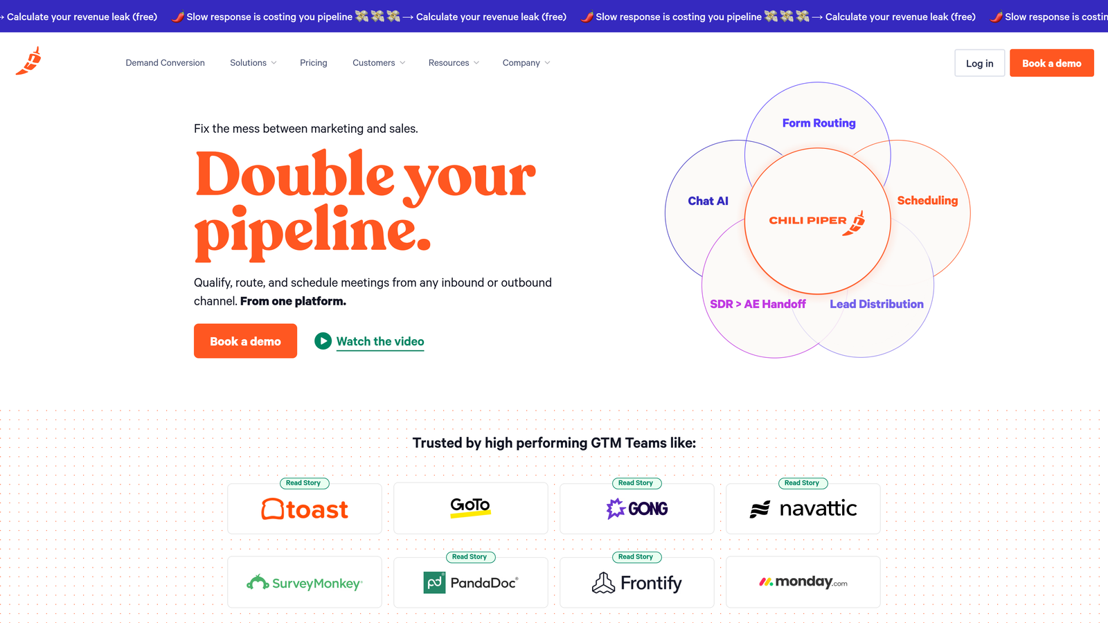 Screenshot of Chili Piper website