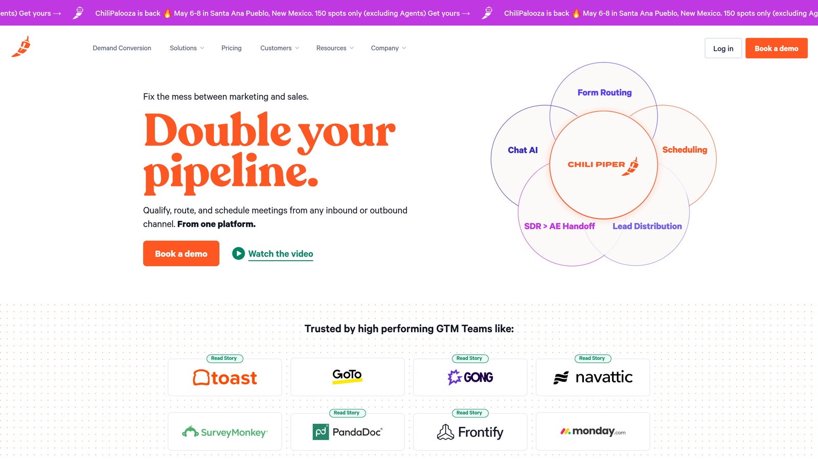 Screenshot of Chili Piper website
