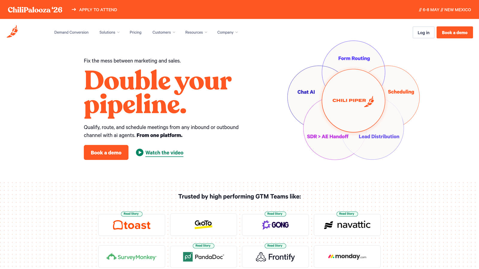 Screenshot of Chili Piper website