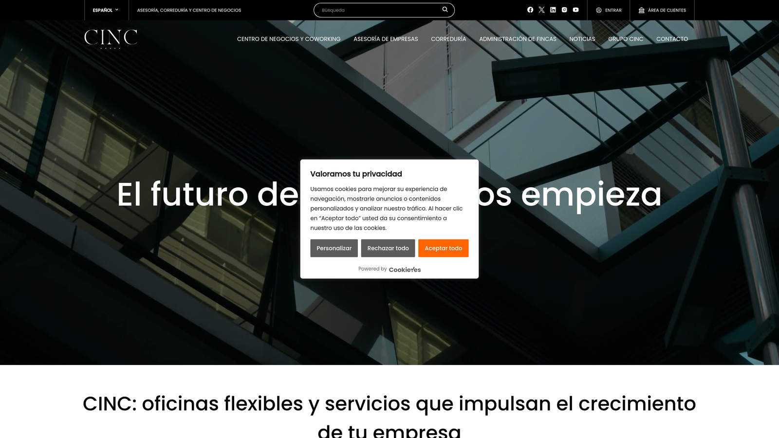 Screenshot of CINC (Commissions Inc) website