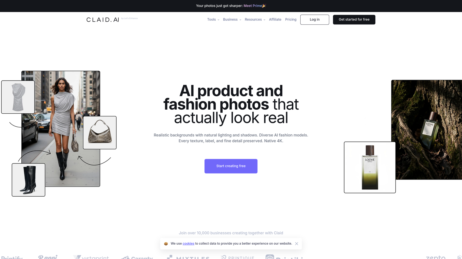 Screenshot of Claid.ai website