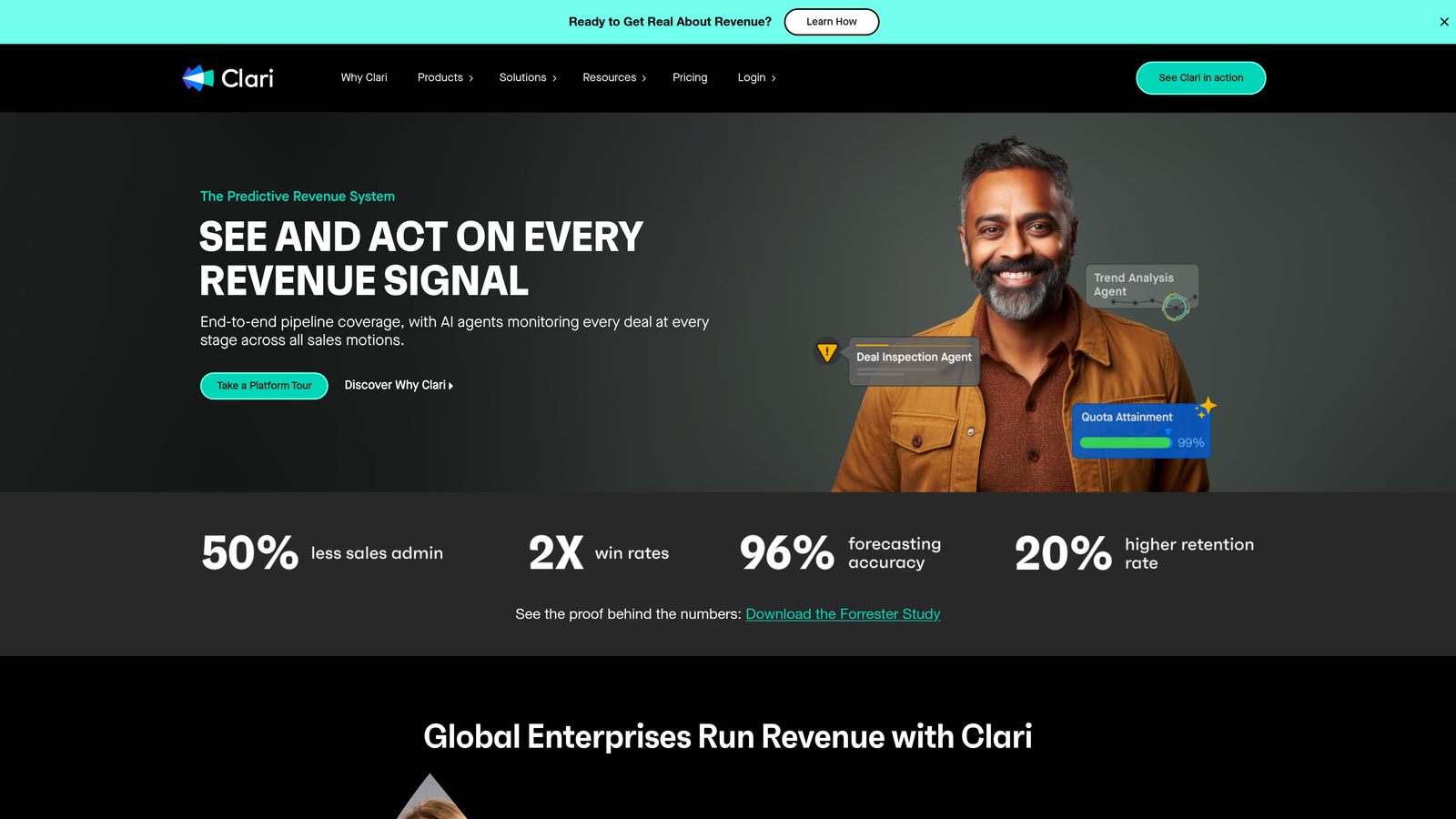 Screenshot of Clari website