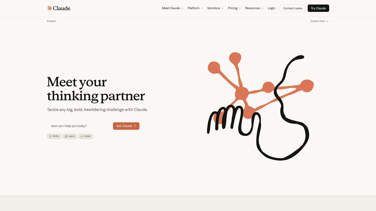 Screenshot of Claude website