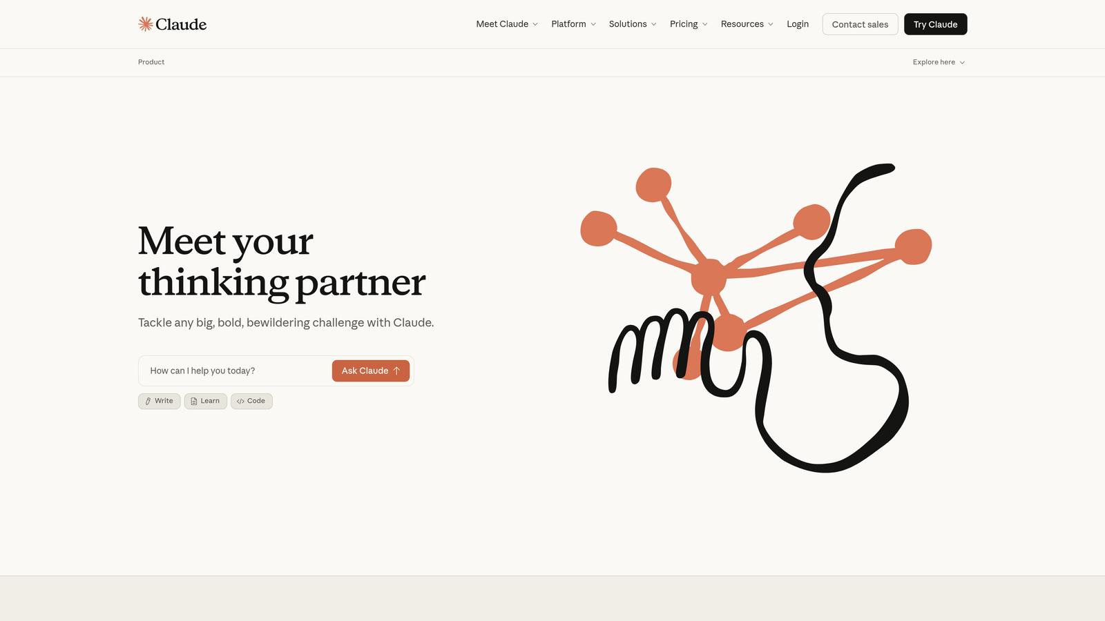 Screenshot of Claude website