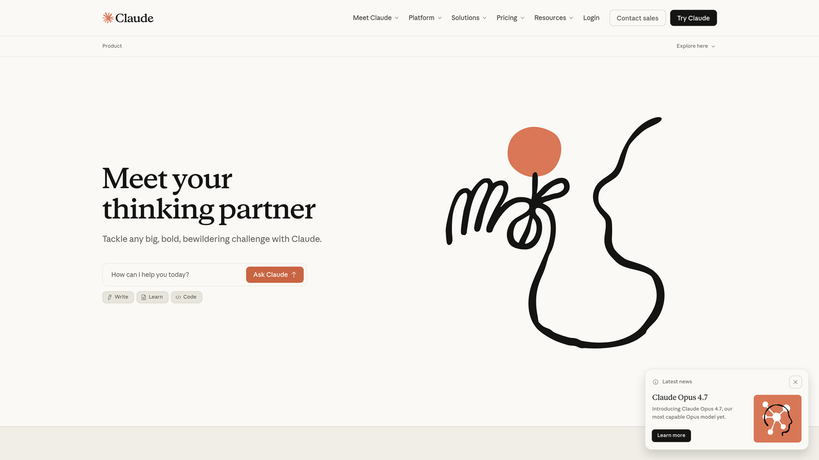 Screenshot of Claude website