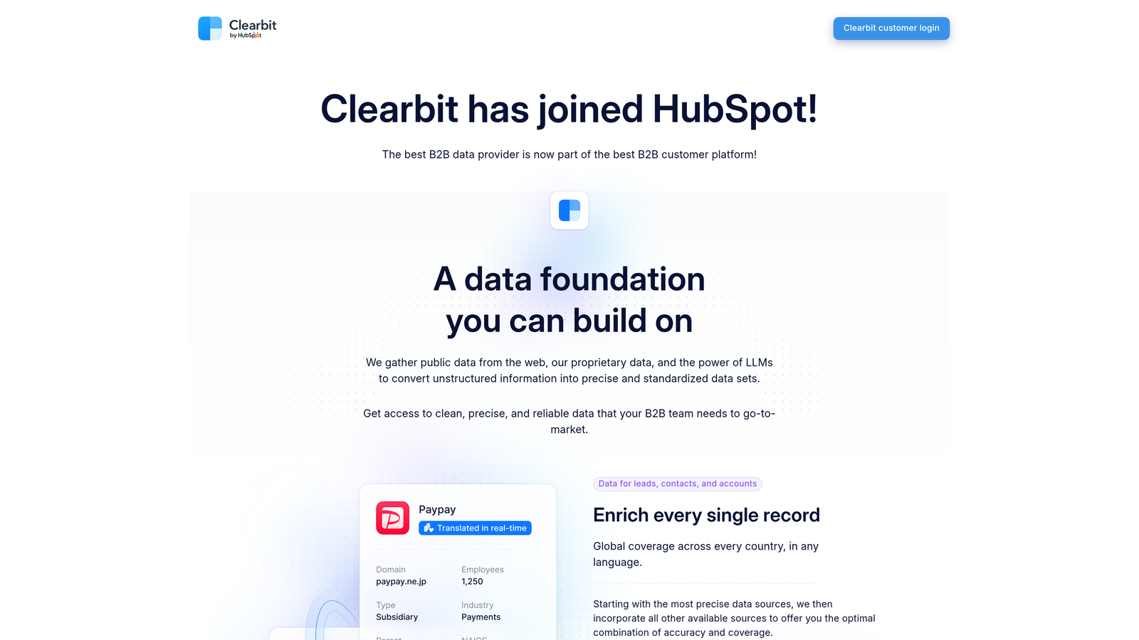 Screenshot of Clearbit Forms website