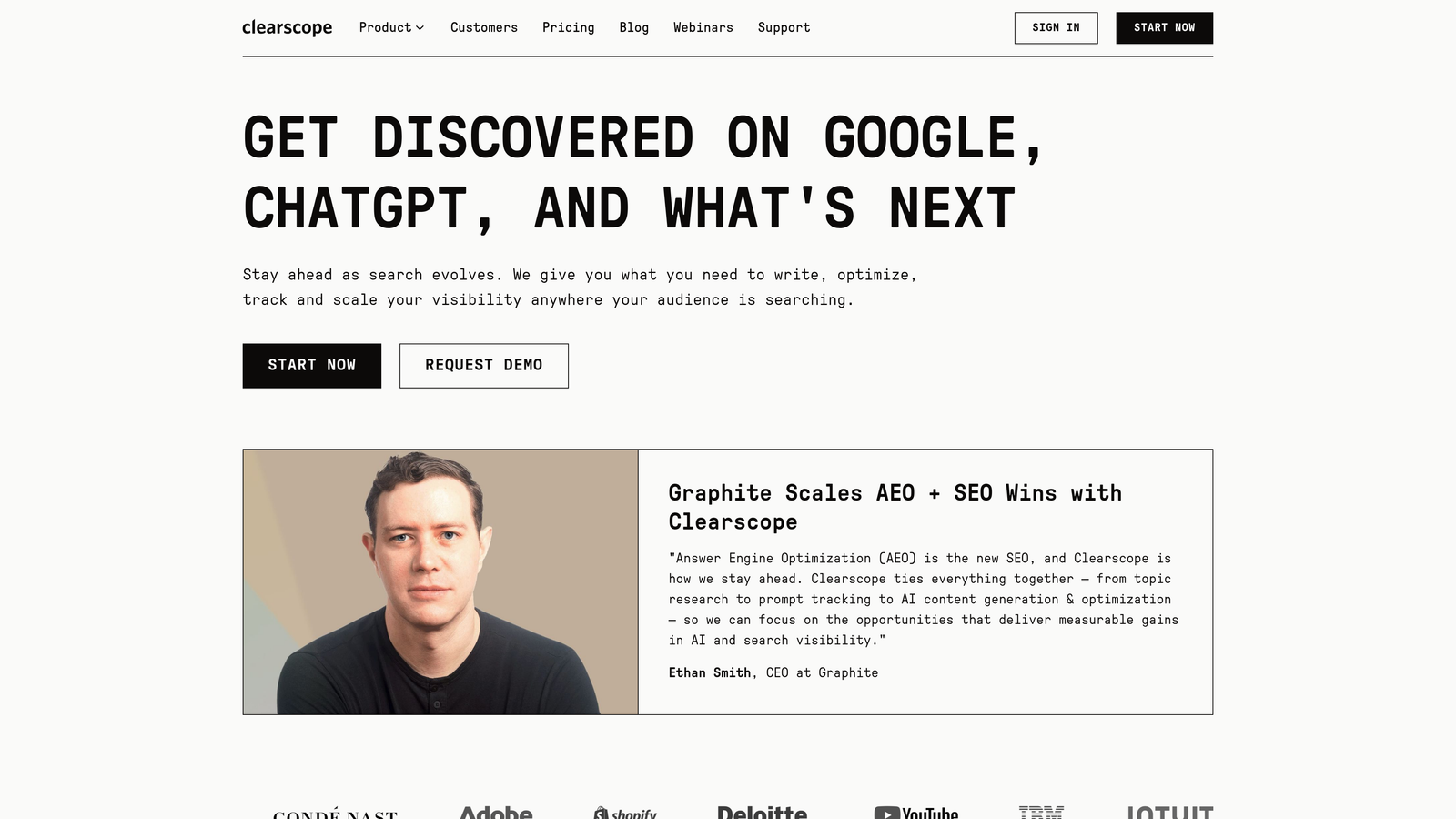 Screenshot of Clearscope website