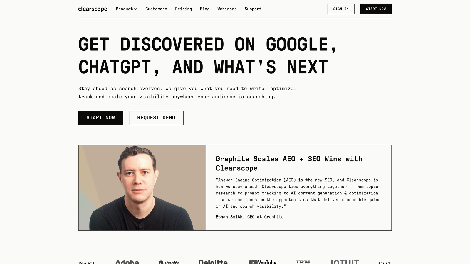 Screenshot of Clearscope website
