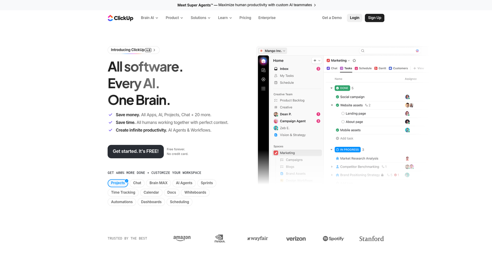 Screenshot of ClickUp website