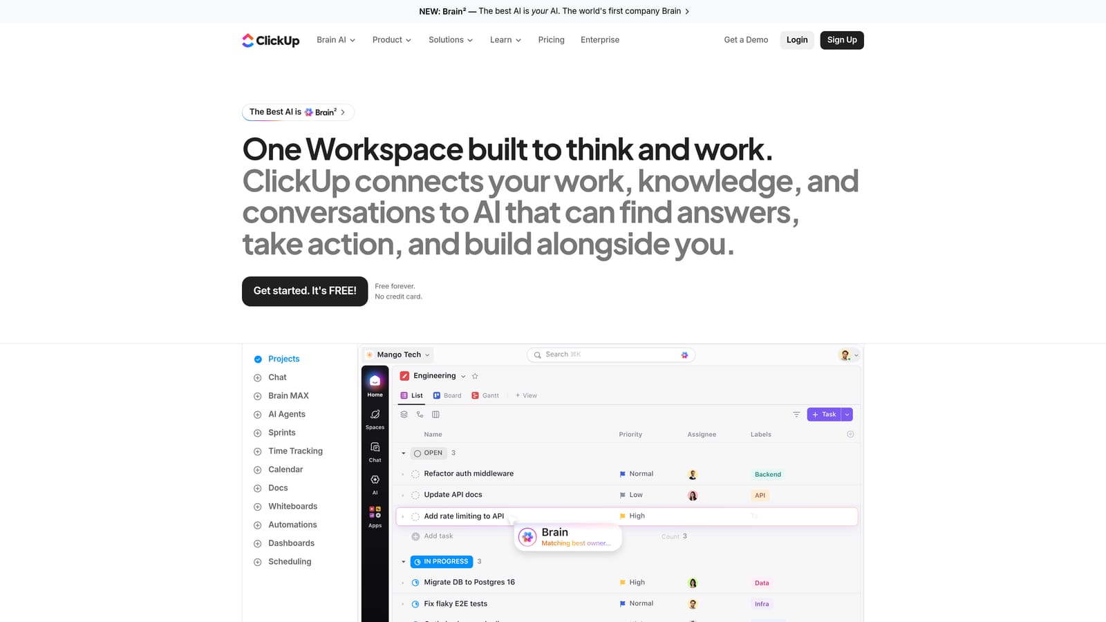Screenshot of ClickUp website
