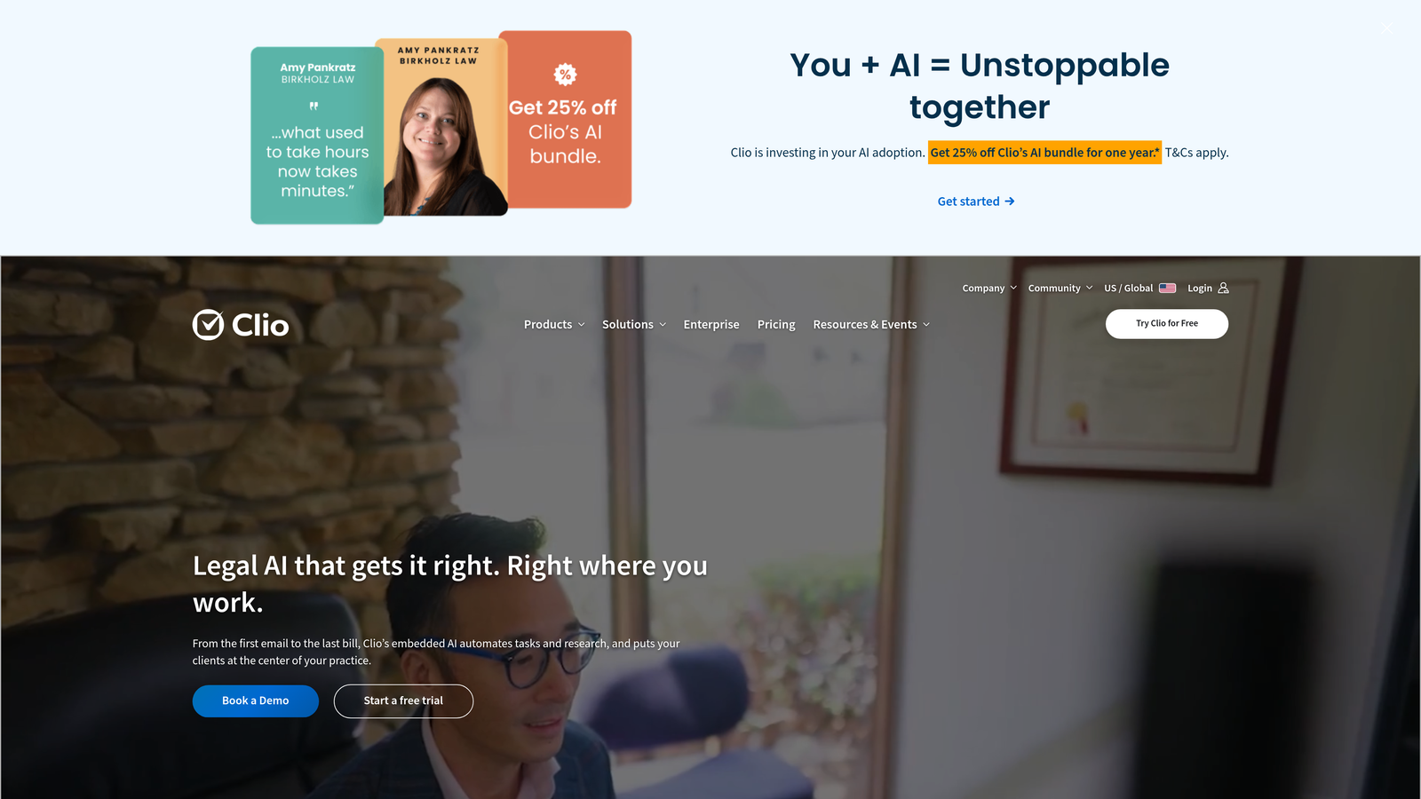 Screenshot of Clio Grow website