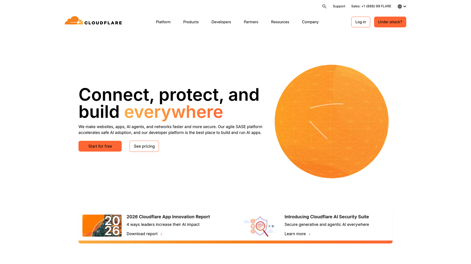 Screenshot of Cloudflare website