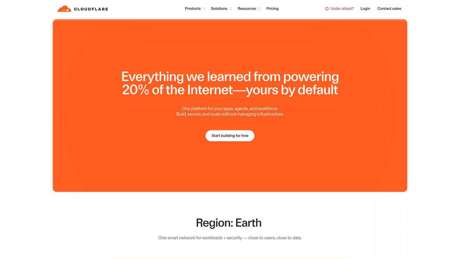 Screenshot of Cloudflare Workers website